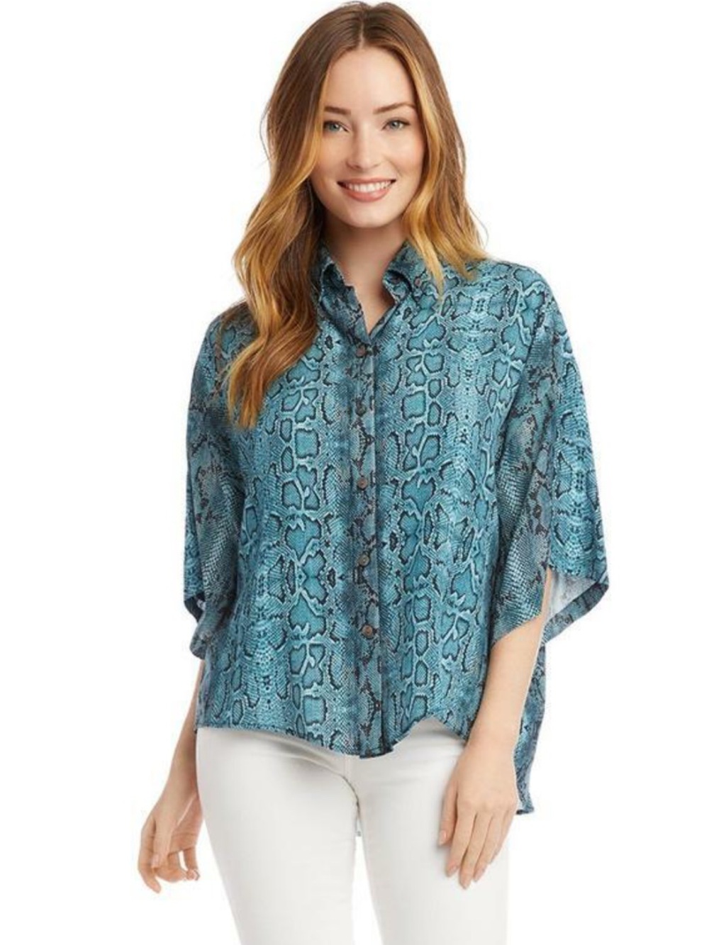 Karen Kane Blue Snake Print Wide Leg and To- Matched Set